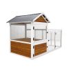 Large outdoor chicken coop Wooden chicken coop, duck coop with nest box, bird cage, rabbit cage - waterproof PVC board ( yellow brown gradient 80 ")L