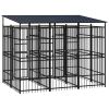 Outdoor Dog Kennel with Roof Steel 59.5 ft¬≤