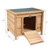 Small Wood Rabbit Hutch Bunny Cage, Raised Cat House with Ladder for Small Animals, Brown