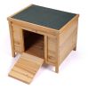 Small Wood Rabbit Hutch Bunny Cage, Raised Cat House with Ladder for Small Animals, Brown