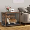 Wooden Dog Crate Furniture with Tray and Double Door