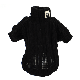 Pet Turtleneck Knitted Sweater Winter Dog Cat Keep Warm (Option: Black-L)