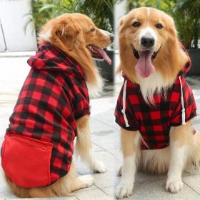 Plaid Dog Hoodie Pet Clothes Sweaters with Hat and Pocket Christmas Classic Plaid Small Medium Dogs Dog Costumes (colour: Zipper pocket coat with red and black plaids, size: M (chest circumference 42, back length 30cm))