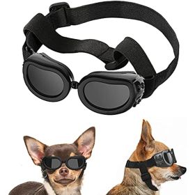 Lewondr Small Dog Decorations Sunglasses UV Protection Goggles Eye Wear Protection with Adjustable Strap Waterproof Pet Sunglasses for Dogs Pet Sun Gl (Color: Yellow)