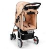 Foldable 4-Wheel Pet Stroller with Storage Basket